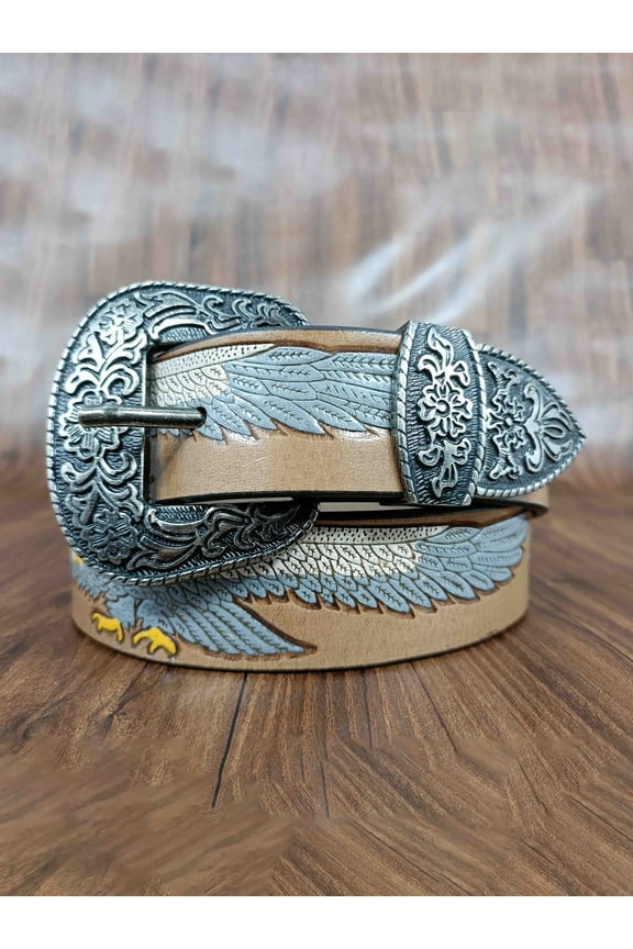 Eagle Wing Design Tooled Western Belt