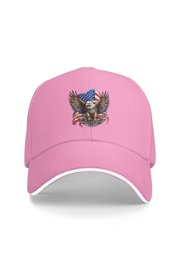 Eagle With American Flag Unisex Adult Baseball Caps Adjustable Casquette Dad Hat Sandwich Cap Outdoors Headwear