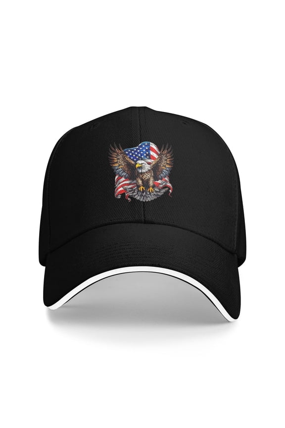 Eagle With American Flag Unisex Adult Baseball Caps Adjustable Casquette Dad Hat Sandwich Cap Outdoors Headwear
