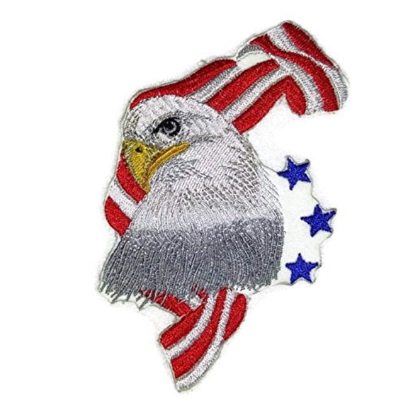 Eagle With Flag Embroidered Iron on/Sew patch 4.5" X 3.5"