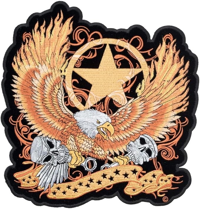 Eagle With Flaming Wings & Star Patch, Large Size
