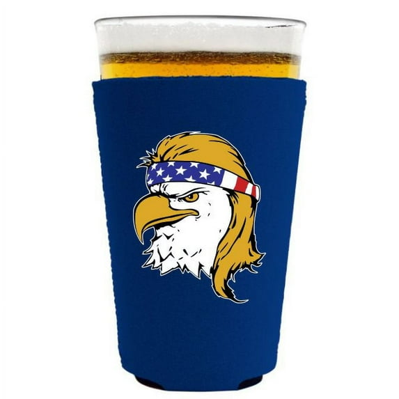 Eagle With Mullet & USA Bandana Pint Glass Coolie (Royal Blue)