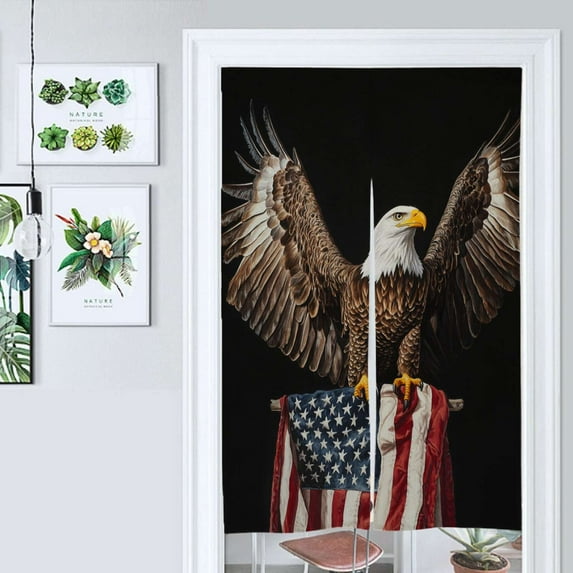 Eagle With USA Flag Door Curtain Nordic Living Room DoorCurtain Porch Partition Curtain Kitchen Rative Half Curtain