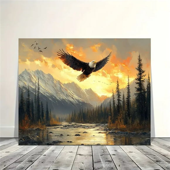 Eagle in the Woods - Wooden Framed Canvas Art, Perfect for Living Room, Bedroom, Kitchen & Office Decor, Ideal Christmas Gift, 11.8x15.7 inches, Canvas Painting, Wall Art Prints