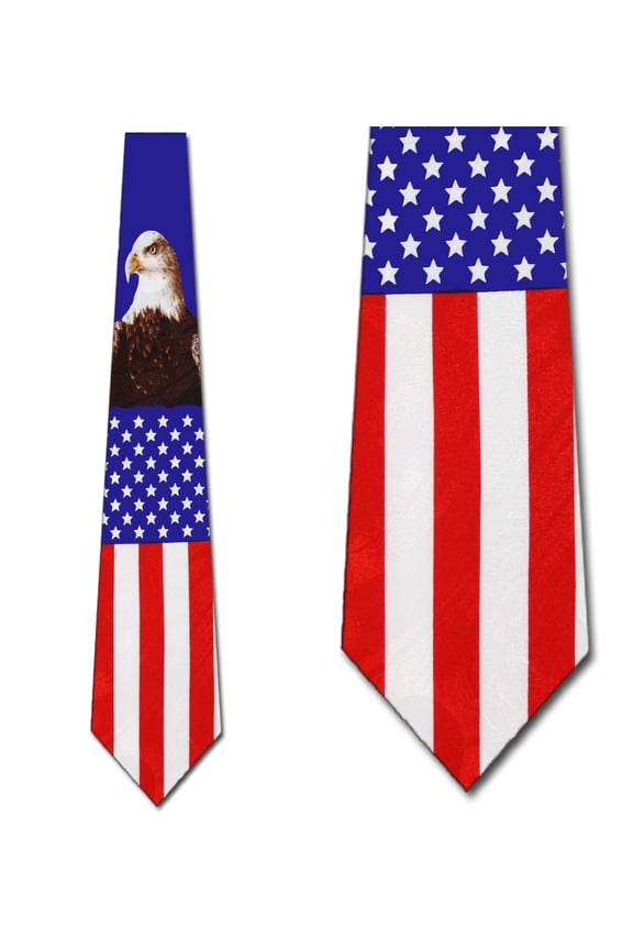 Eagle and American Flag Necktie Mens Tie by Tieguy