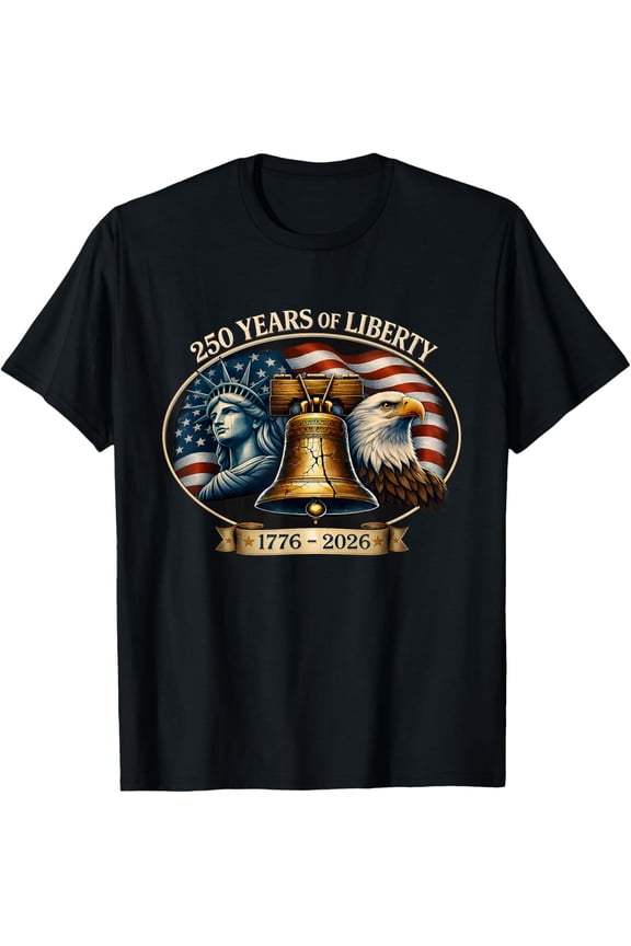 Eagle and Flag 250 Years of Liberty 1776-2026 250th Birthday Mens T-Shirt
