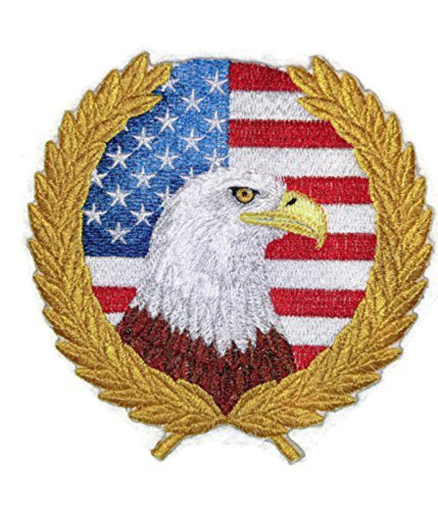 Eagle and Laurel Embroidered Iron on/Sew patch 5.5" X 5.5"]