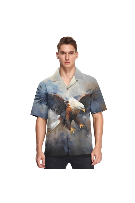 Eagle by Painting Men's Hawaiian Wrinkle Free Button Down Short Sleeve Shirt Casual Shirts Beach Shirts