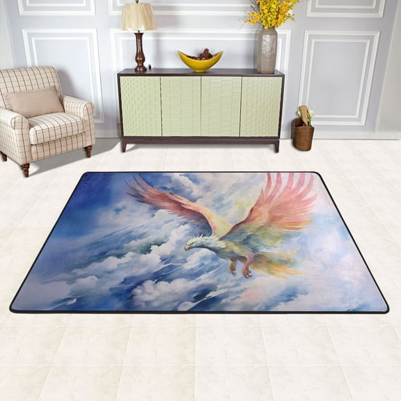 Eagle in Clouds Area Rug Washable 72 x 48 Floor Carpet Mat Non Slip for Bedroom Living Room Kids Room Home Decor