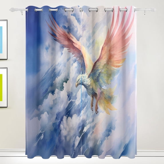 Eagle in Clouds Black Out Curtains 84 Inch Length Curtains for Sliding Glass Doors Bedroom Living Room 2 Pack