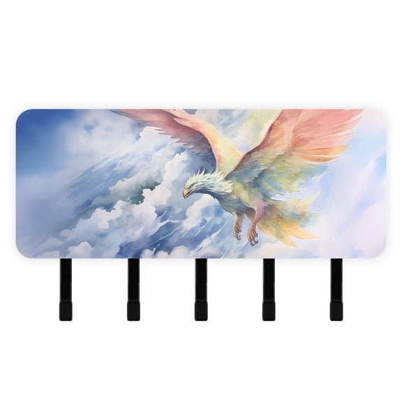 Eagle in Clouds Mail Holder Organizer Wall Mount with Shelf Key Holder Key Rack with 5 Key Hooks for Wall Decorative