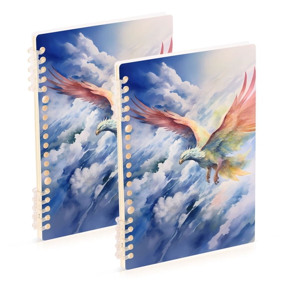 Eagle in Clouds Ring Binder Notebook Journey Note Diary College Ruled Spiral Notebook Study Loose Leaf Paper A5 60 Pages