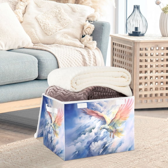 Eagle in Clouds Storage Basket Foldable Laundry Basket Shelf Kids Toy Storage Container Organizer with Handles