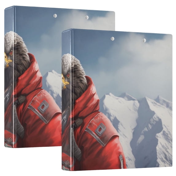 Eagle in Iceberg 3 Ring Binders 1.5 inch Hardcover File Folders with Interior Pockets A4 Size Organizer for School Office Hospital Set of 2
