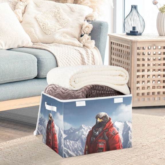 Eagle in Iceberg Storage Basket Foldable Laundry Basket Shelf Kids Toy Storage Container Organizer with Handles