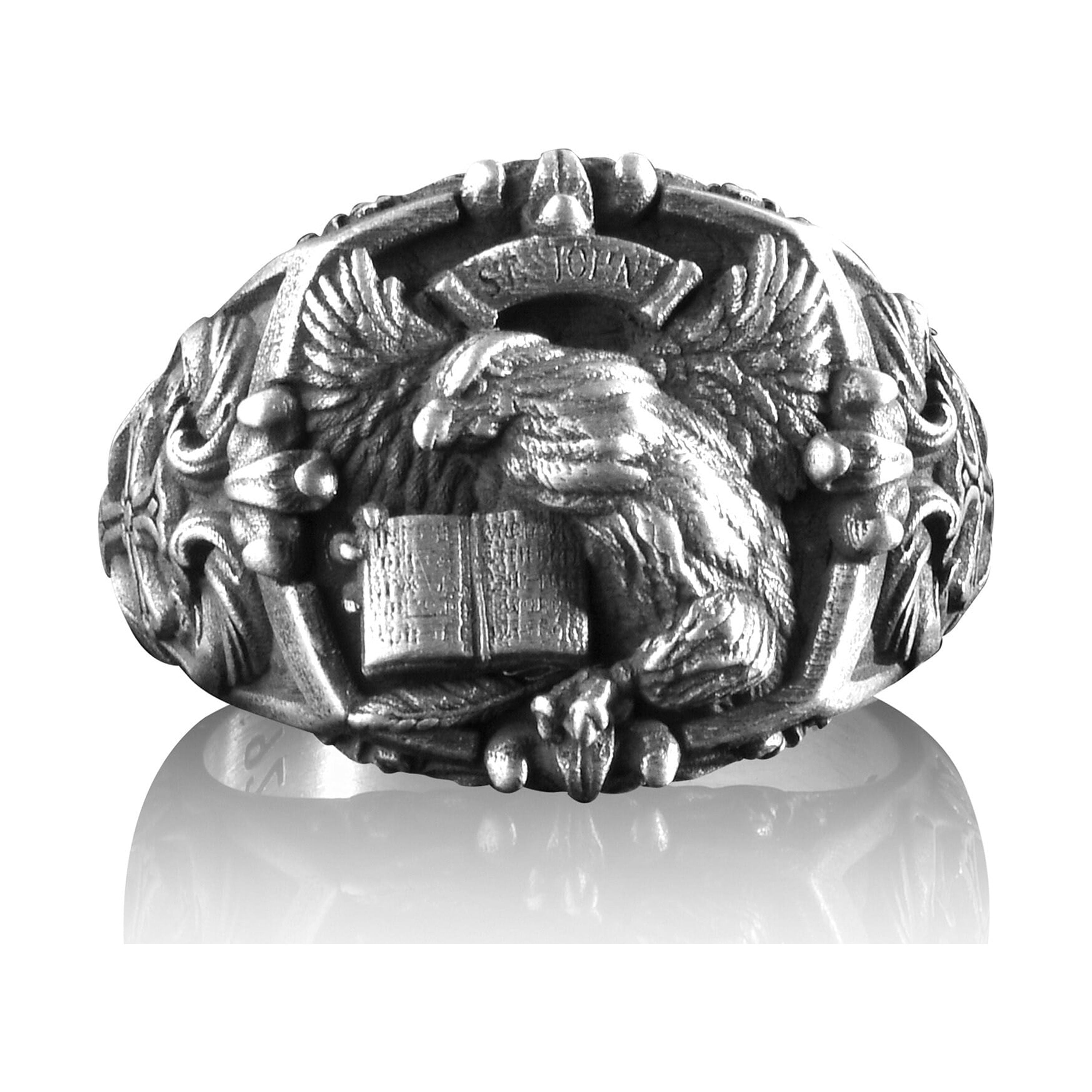 Eagle of Saint John Apostle Ring for Men in Starling Silver, Evangelist ...