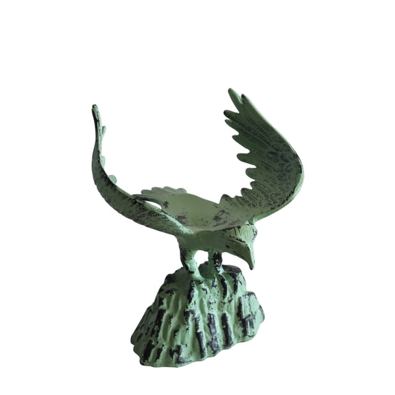 Eagle on Rock, Majestic Aluminum Statue with Green Patina Finish 10" x 9" x 11"H