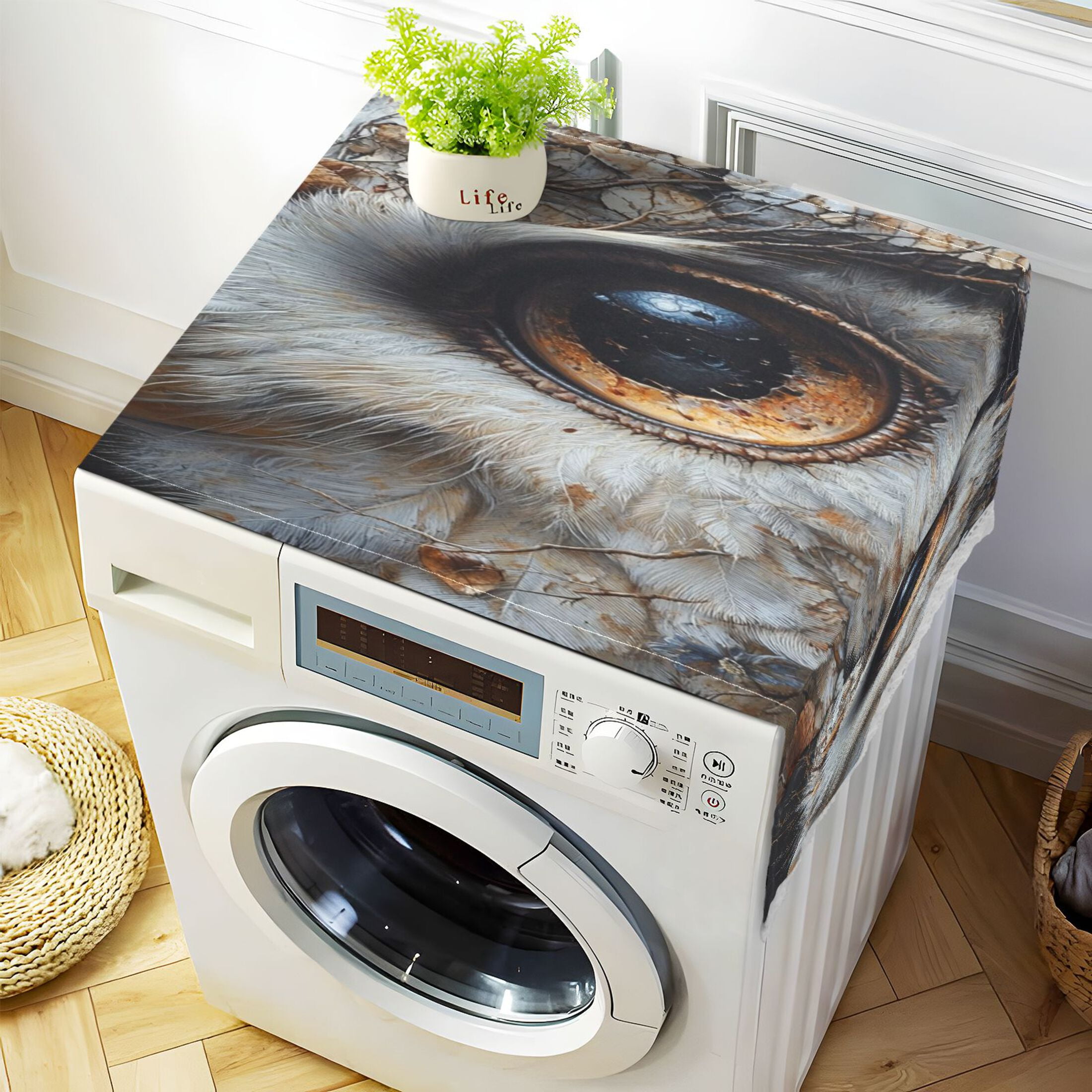 Eagle's HeadWasher and Dryer Covers Dust-Proof and Oil Resistant Fridge Cover with 4 Storage Pockets Washing Machine Top Cover for Laundry Kitchen Home 51.2 x 22 In
