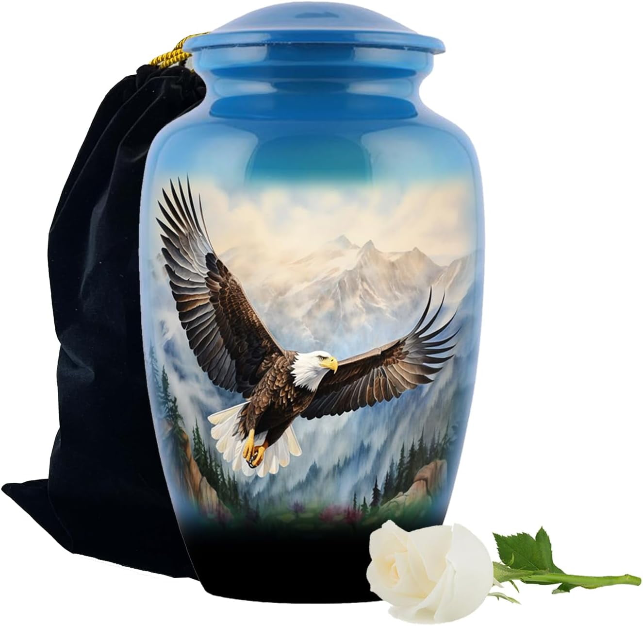 Eagle urn-Cremation Urns for Human Ashes, Decorative Burial Urn for Adult Men & Women – Large, Blue American Eagle urn