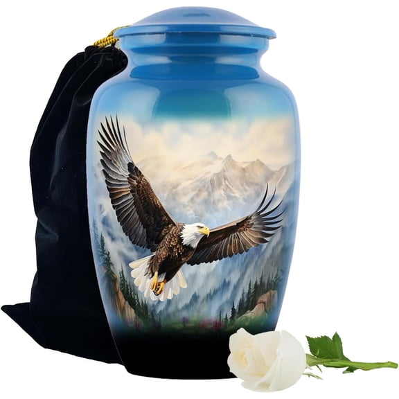 Eagle urn-Cremation Urns for Human Ashes, Decorative Burial Urn for Adult Men & Women Large, Blue American Eagle urn