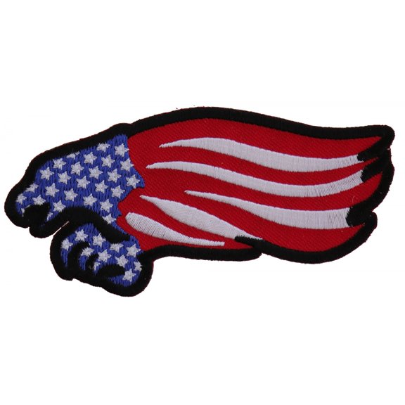 Eagle with American Flag Patch - 4x2.5 inch. Embroidered Iron on Patch