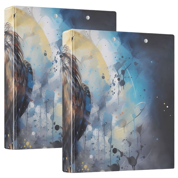 Eagle with Painting 3 Ring Binders 1.5 inch Hardcover File Folders with Interior Pockets A4 Size Organizer for School Office Hospital Set of 2