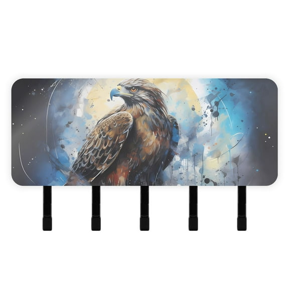 Eagle with Painting Mail Holder Organizer Wall Mount with Shelf Key Holder Key Rack with 5 Key Hooks for Wall Decorative