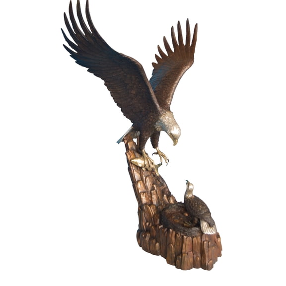 Eagle with nest Bronze Statue - Size: 36"L x 40"W x 63"H.
