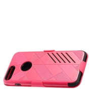 EagleCell Advanced Armor Hard Plastic/Soft TPU Rubber Dual Layer [Shock Absorbing] Hybrid Case Cover w/Stand/Holster For Apple iPhone 7 Plus/8 Plus - Hot Pink/Black