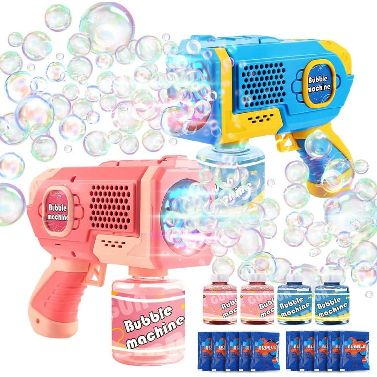 EagleStone 2 Pack Bubble Gun for Kids Automatic Light Up Blower with Refills Outdoor Toys Gifts