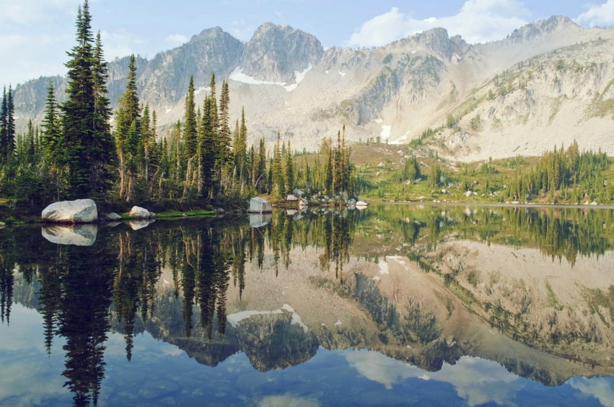Eaglecap Wilderness Oregon United States Of America Reflections Of The Trees And Mountains In Blue Lake Canvas Art - Dan Sherwood Design Pics (38 x 24)
