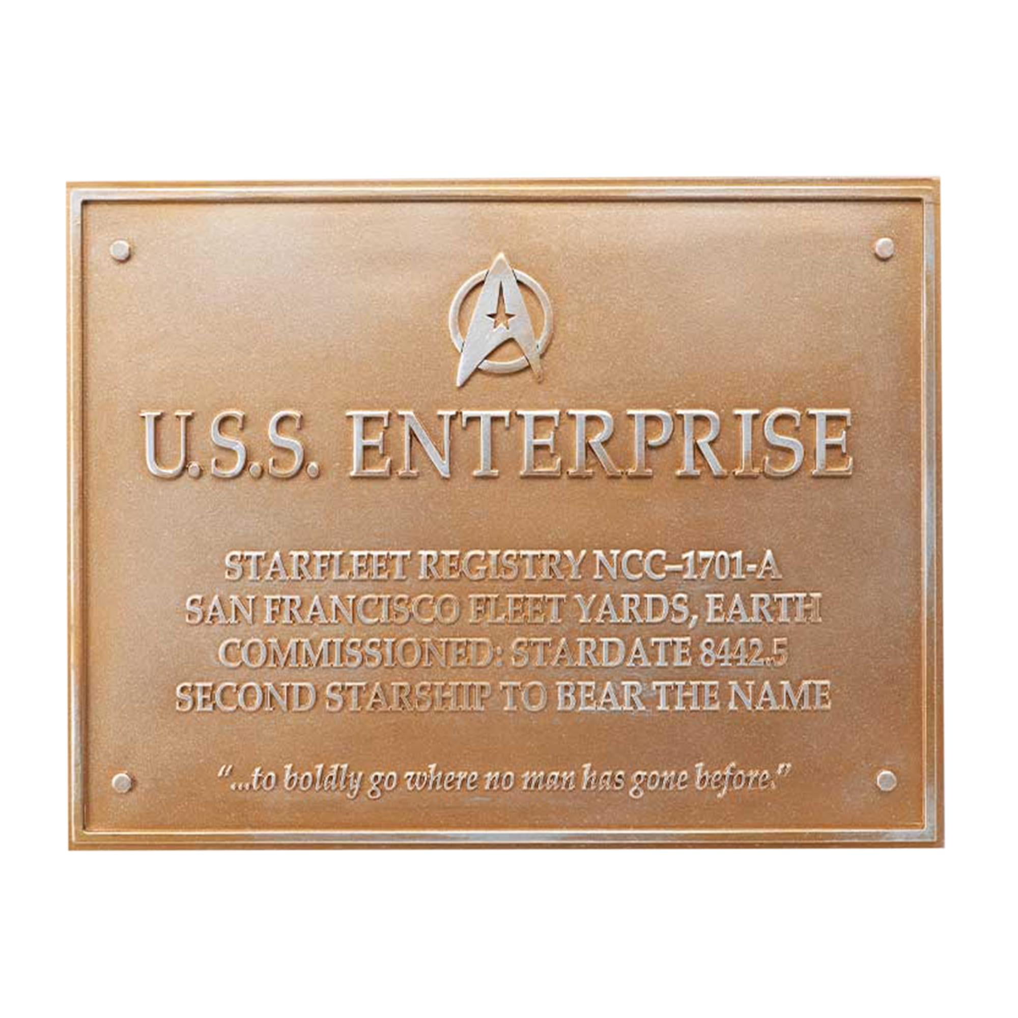 Bronze Star Trek USS Enterprise Dedication Plaque Replica