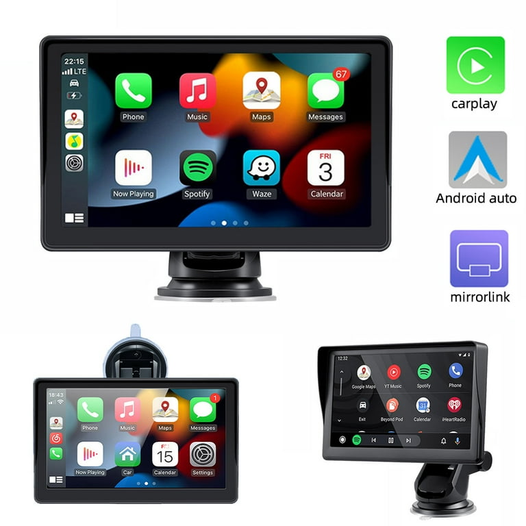 EAGLERICH 7 inch Touch Screen Portable Car Stereo Bluetooth Wireless Apple  CarPlay Android Auto Car Multimedia FM Player