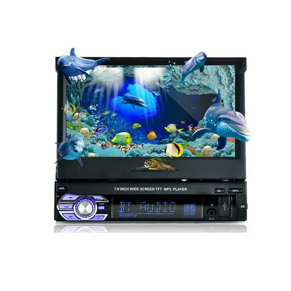 Single 1 DIN 7" HD Retractable Car Stereo Touch Screen Car Radio With Bluetooth Handsfree Call Mirror Link Car MP5 Player SD FM USB  AUX