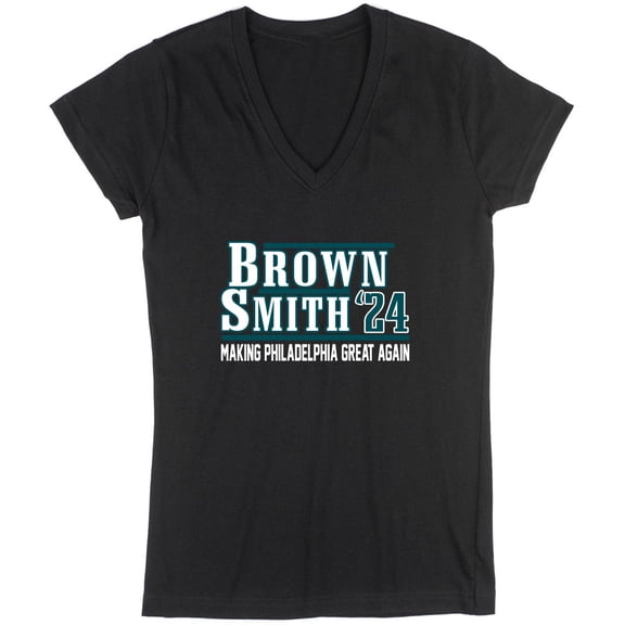 Eagles AJ Brown DeVonta Smith 24 LADIES V-NECK T-shirt