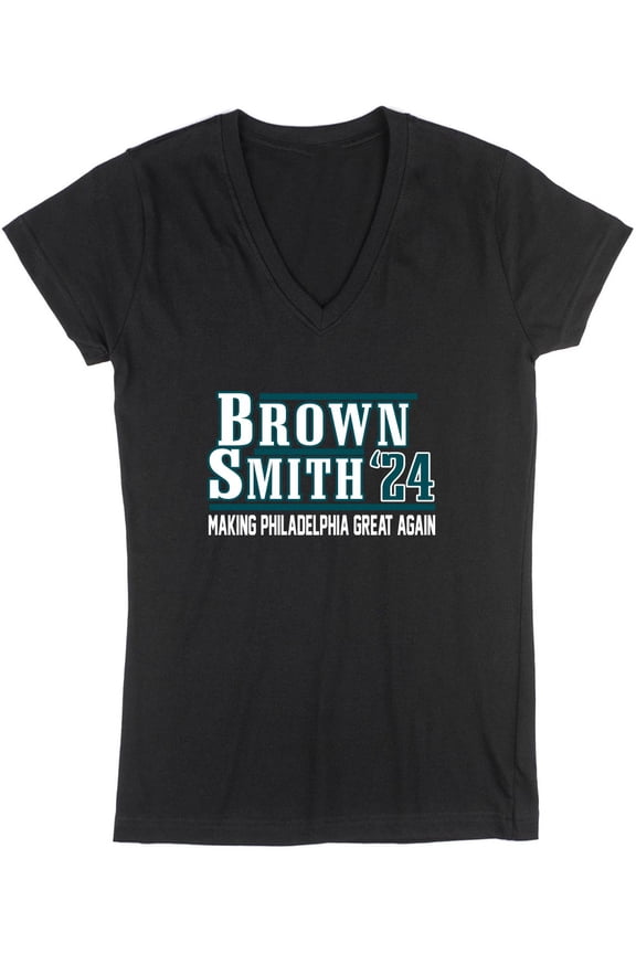 Eagles AJ Brown DeVonta Smith 24 LADIES V-NECK T-shirt