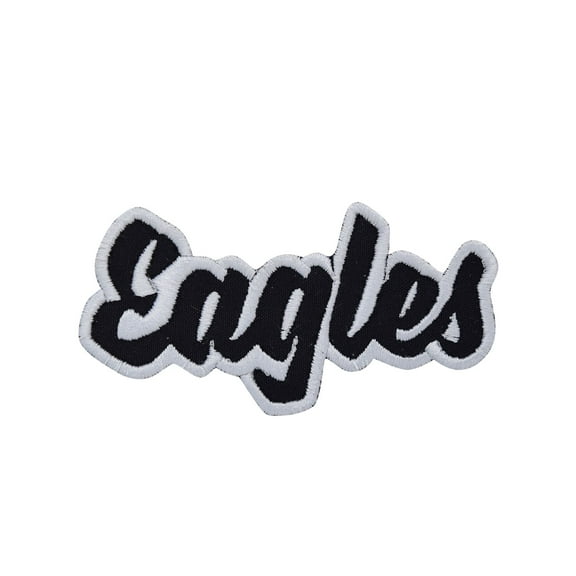 Eagles - Black/White - Team Mascot - Words/Names - Iron on Patch, Embroidered Applique