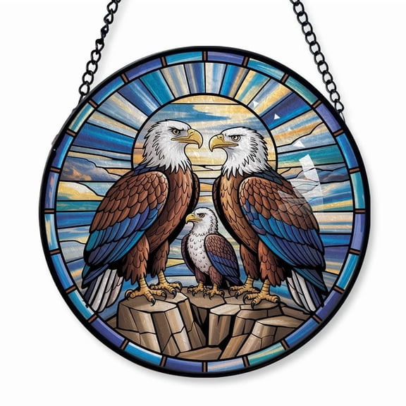 Eagles Family of 3 Stained Glass Suncatcher Window Hanging Personalized Window Hanging Gift for Families, Couples, Parents & Kids, Christmas 2025 Keepsake