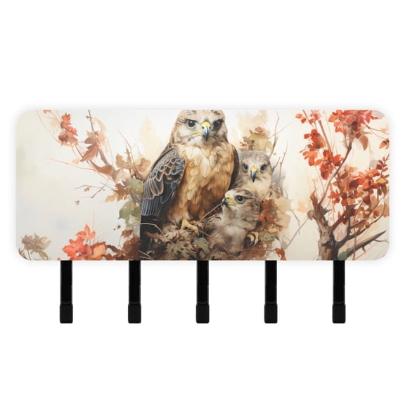 Eagles Family Flowers Mail Holder Organizer Wall Mount with Shelf Key Holder Key Rack with 5 Key Hooks for Wall Decorative