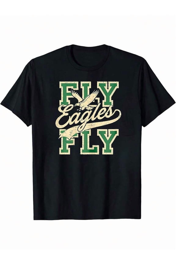 Eagles Fly Vintage Eagles Football Life Sport Lovers Pattern Printed T-Shirt Short-Sleeved Crew Neck T-Shirt, The Perfect Choice For Summer Casual Wear