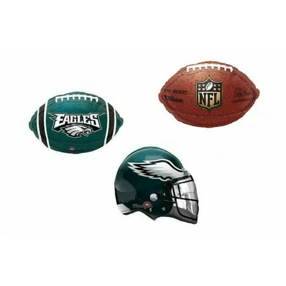 Eagles Football Helmet Super Bowl Big Game LIX 59 Party Bouquet Foil 3 Piece Balloon Pack NFC