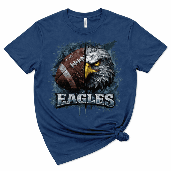 Eagles Football T-Shirt Graphic Tee Unisex Cotton Sports Fan Shirt Eagle Head Football Design Casual Crew Neck Tee