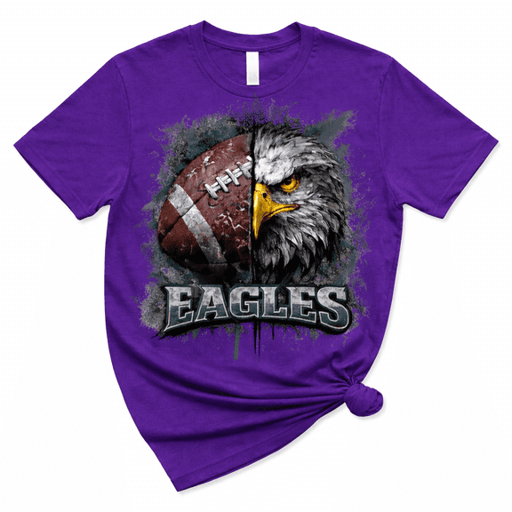 Eagles Football T-Shirt Graphic Tee Unisex Cotton Sports Fan Shirt Eagle Head Football Design Casual Crew Neck Tee