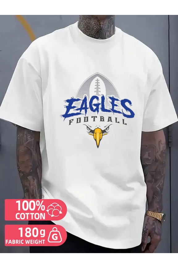 Eagles Football Tee men white 180G 100% Cotton Refreshing and lightweight,perfect for summer sports and leisure wear Original Unisex Shirt Printed tshirts