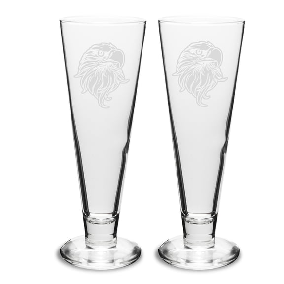 Eagles Head Deep Etched  16 oz Classic Beer Pilsner -Set of 2