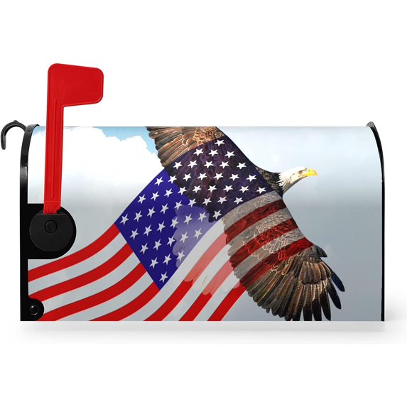 Eagles Mailbox Cover Standard Size 18x21 Inch American Flag Magnetic Mailbox Covers Waterproof Labor Day Mail Box Covers Post Wraps Letter Box Cover for Home Garden Yard Decor