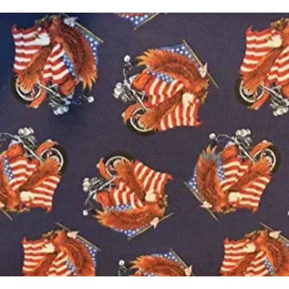 Eagles Patriotic Motorcycle Cotton Fabric