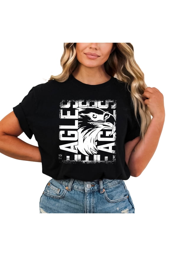Eagles Shirt for Teens Women and Men Team Game Day T-Shirts School Spirit Tee Black Shirt Adult X-Large