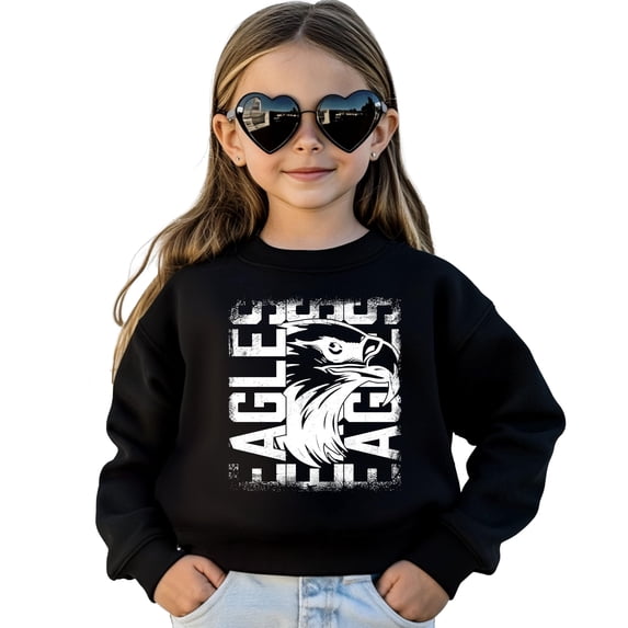 Eagles Sports Unisex Sweatshirt for Adults, Teens, & Kids School Sports Team Pride Sweater Black Sweatshirt Youth Small