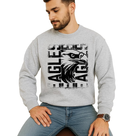 Eagles Sports Unisex Sweatshirt for Adults, Teens, & Kids School Sports Team Pride Sweater Gray Sweatshirt Adult Large